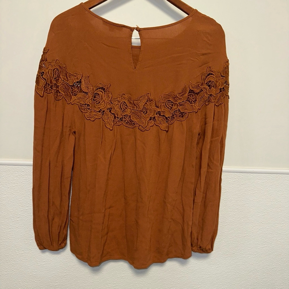 Women's Black Swan Blouse, Size S, Rust Oriana Orange Lace Top - Picture 10 of 10
